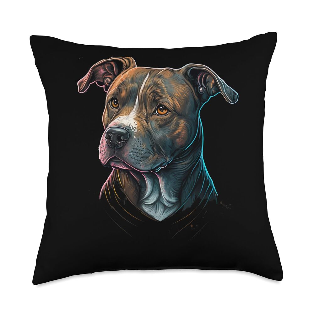 7126 Amstaff dog mom American Staffordshire Terrier Throw Pillow